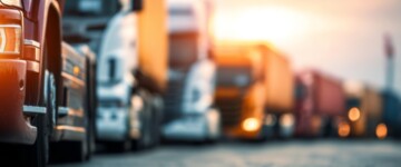 Stockbild Straßengüterverkehr: Lkw stehen hintereinander