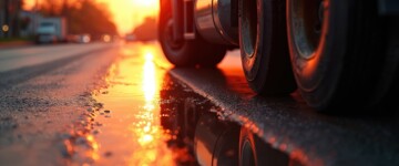 Lkw im Sonnenuntergang