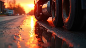 Lkw im Sonnenuntergang