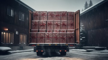 Lkw mit Geschenken im Trailer