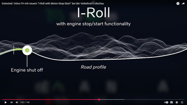 Grafik zur Motorabschaltung vor Gefälle beim Test des Volvo FH Aero 420 I-Save
