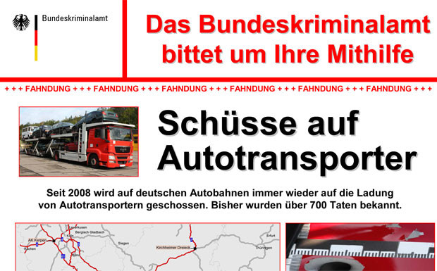 Schüsse auf Autotransporter