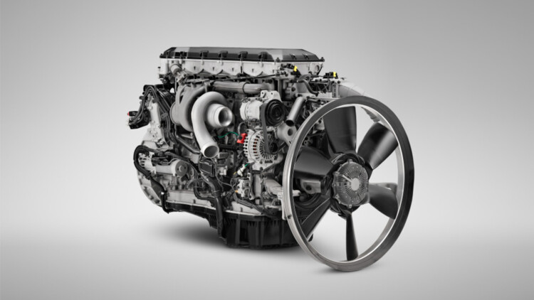 Seitenansicht des neuen Super-11-Dieselmotors von Scania