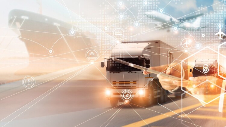 Routenplanung Verkehrsträger Lkw Flugzeug Schiff